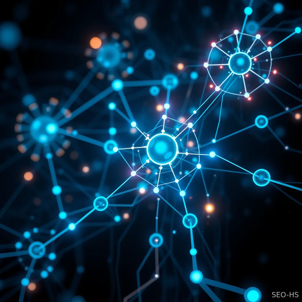 Abstract digital visualization representing specialized AI agents working together to scale organic search reach.