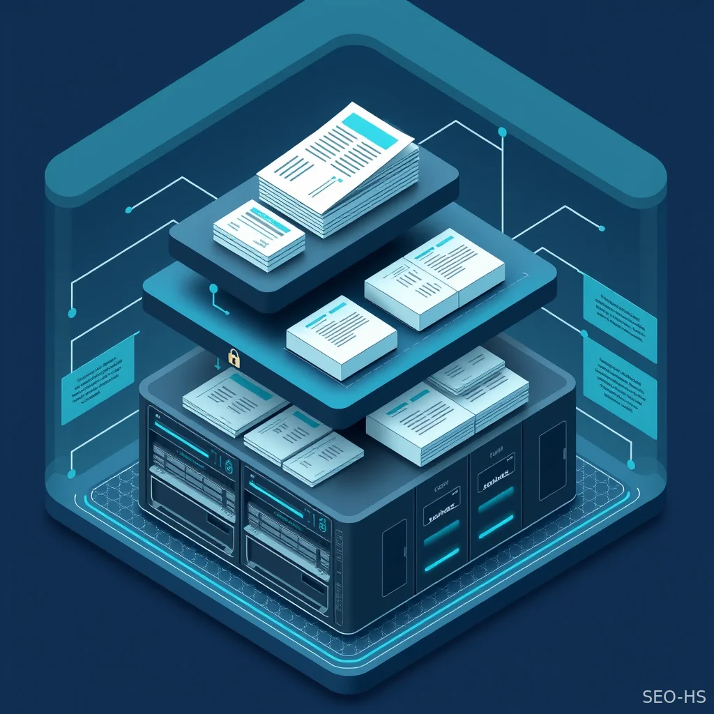 Isometric technical visualization of a multi-stage retrieval pipeline verifying factual accuracy in professional content generation.