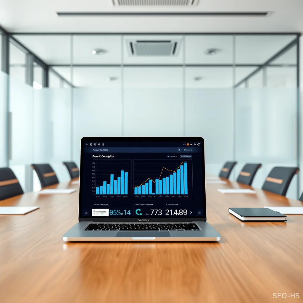 An e-commerce director presenting revenue attribution and organic search ROI metrics in a boardroom.