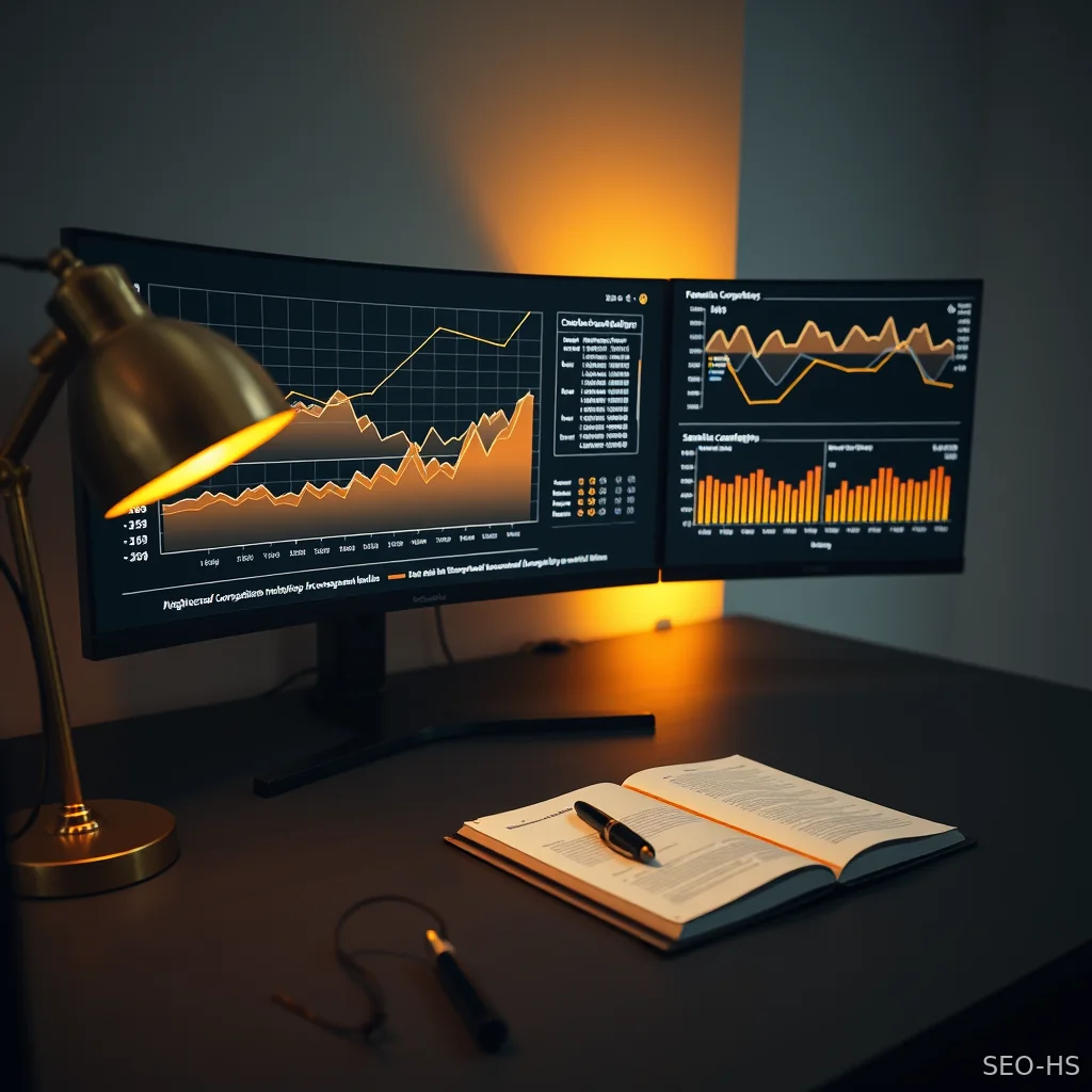 A data analyst reviewing brand voice metrics on a computer monitor to highlight generative engine optimization risk tracking.