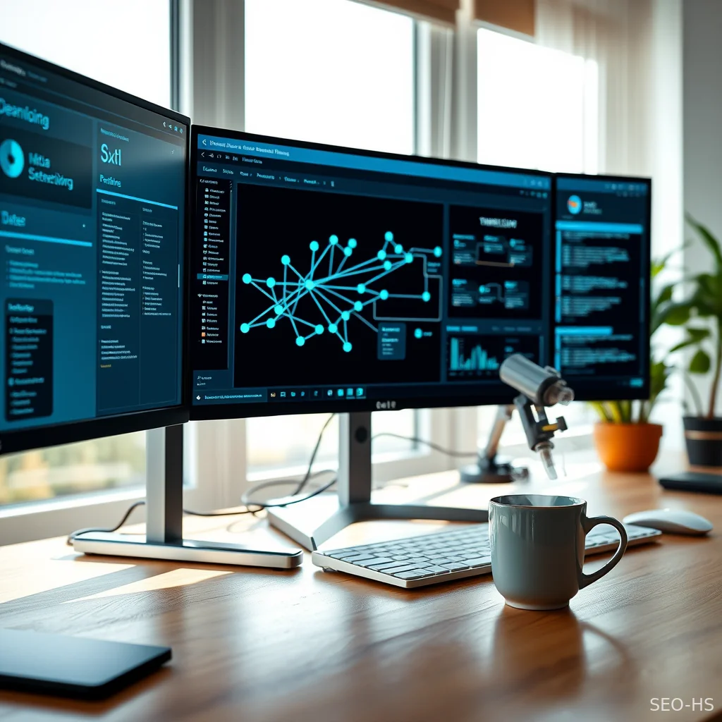 A modern workstation displaying structured multi-agent workflows for managing automated local SEO systems.