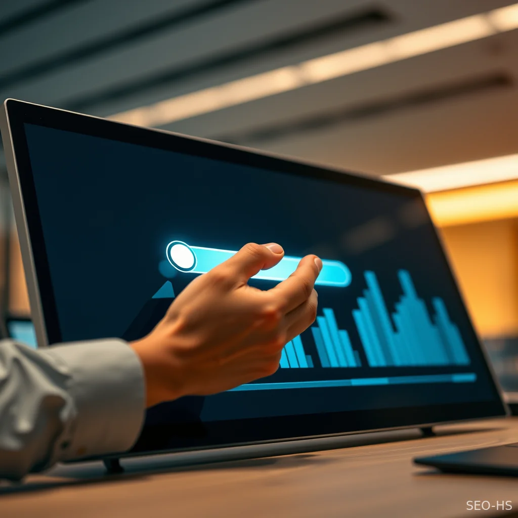 A human hand managing a digital control interface, representing human oversight and brand voice governance in AI workflows.